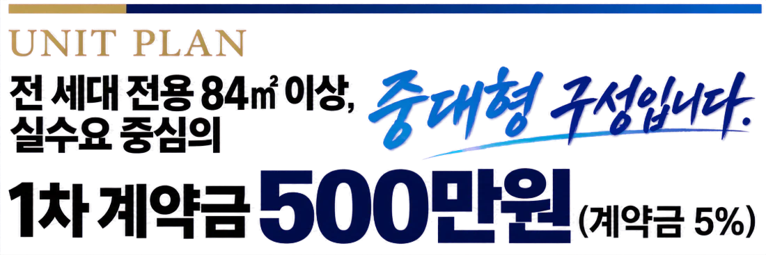 03 상품안내 PRODUCT — 주택형안내. 1 · 2 · 3단지의 같은 주택형을 한 화면에서 비교하실 수 있습니다. 전 세대 전용 84㎡ 이상, 실수요 중심의 중대형 구성